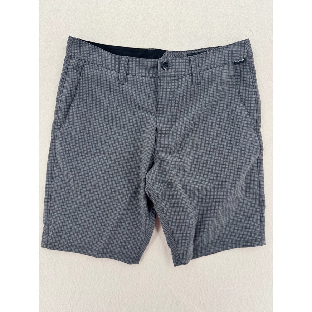 Volcom Fricken Surf & Turf Hybrid Shorts Grey Plaid 4-Way Stretch  Size 31